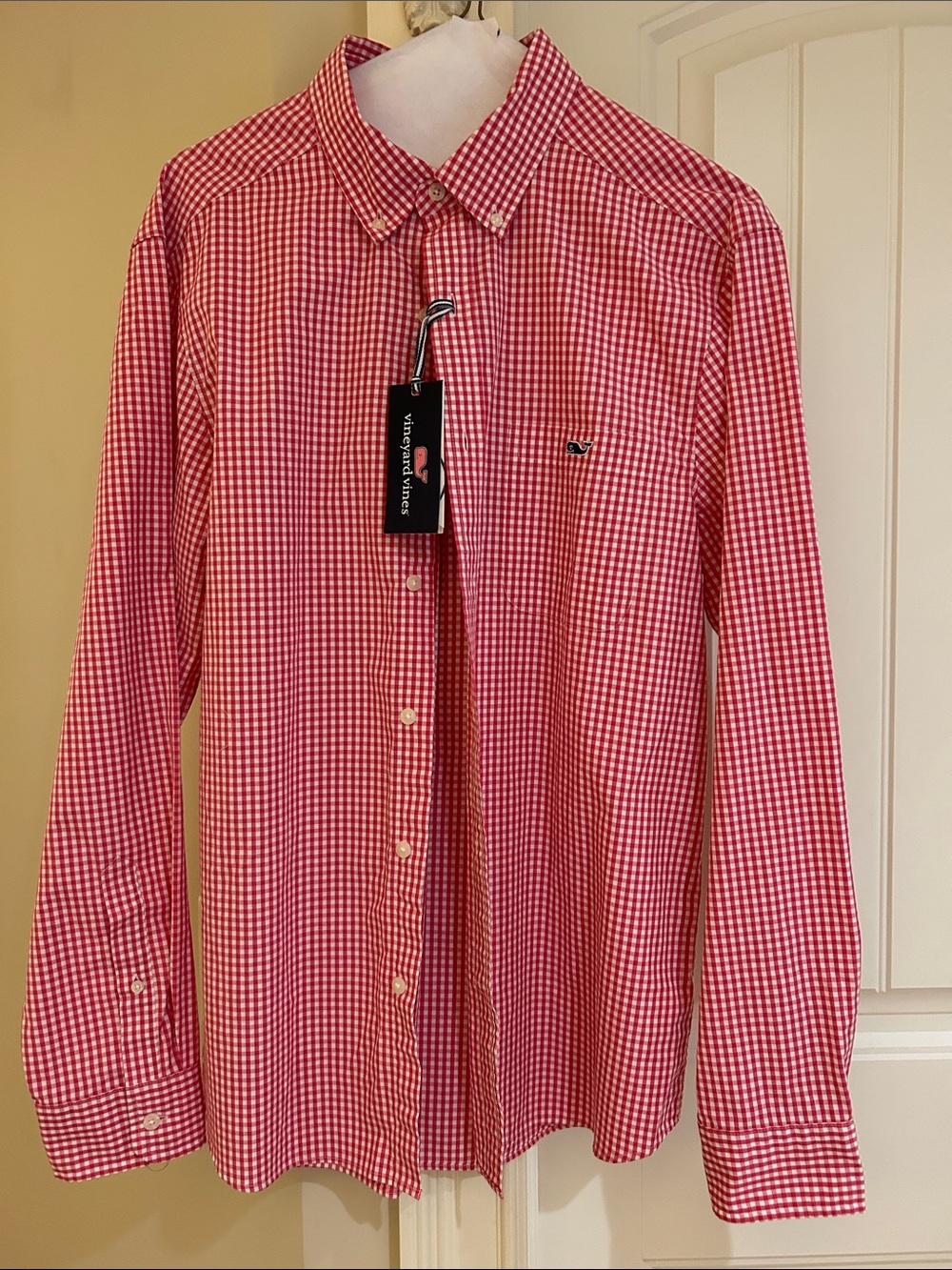 Vineyard Vines Red Medium Gingham Button-Down Shirt